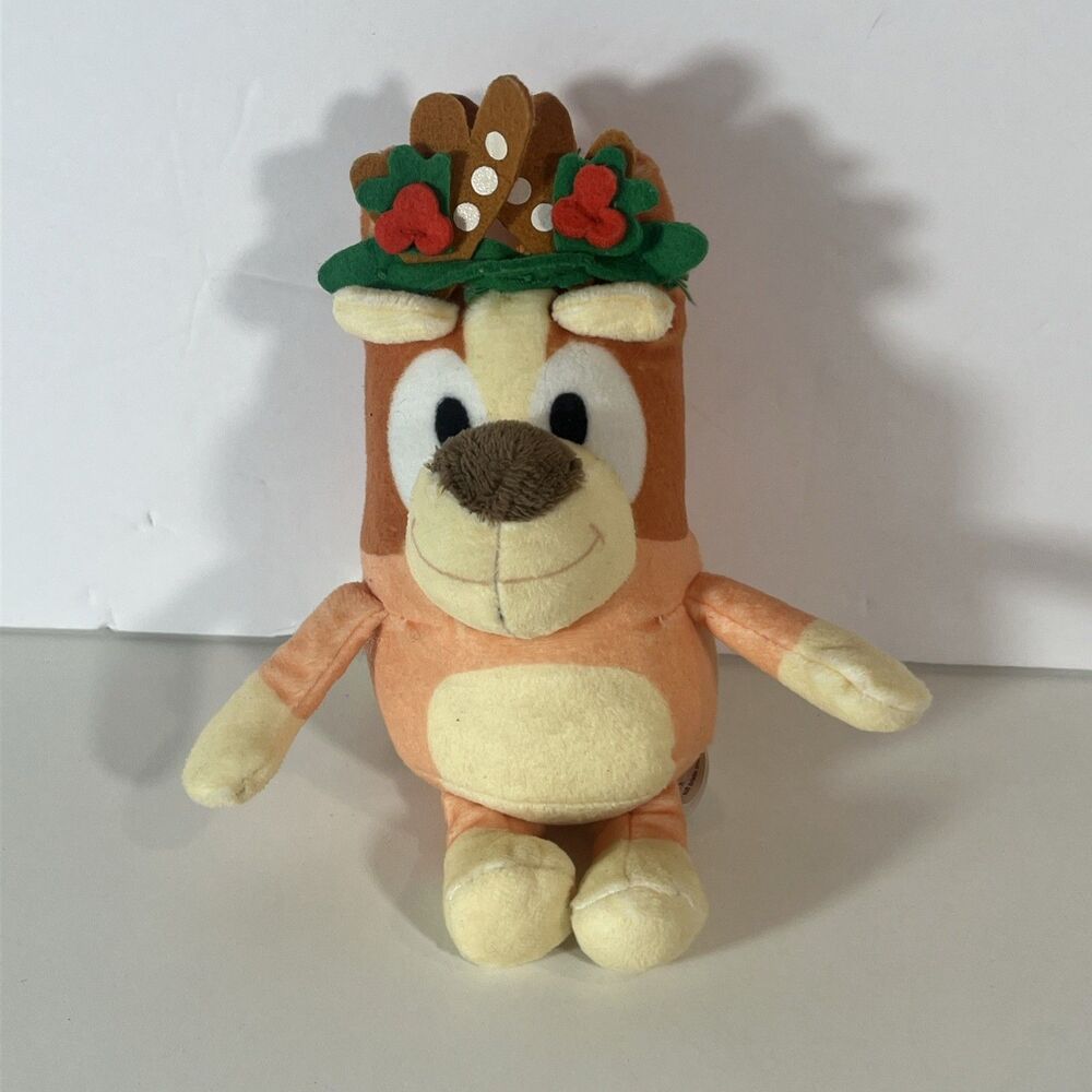 Dan Dee Bluey Holiday Plush Stuffed Animal Reindeer Antlers Hanging Hook